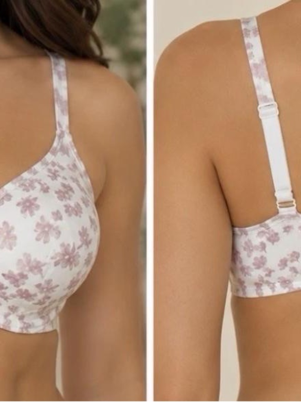 Maidenform White Bra with Light Pink Floral Print - Picture 2 of 2